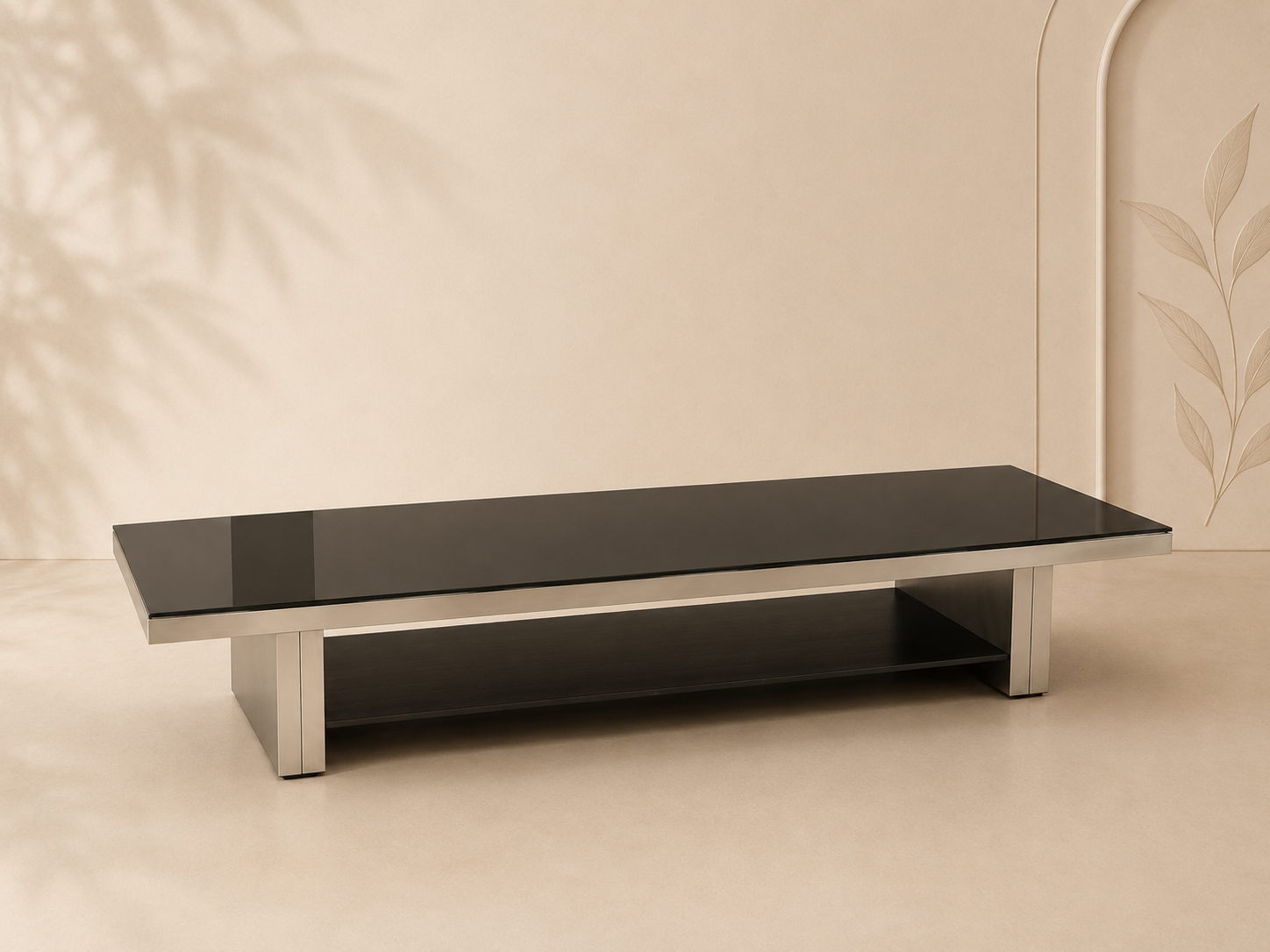 137 Black glass T.V stand